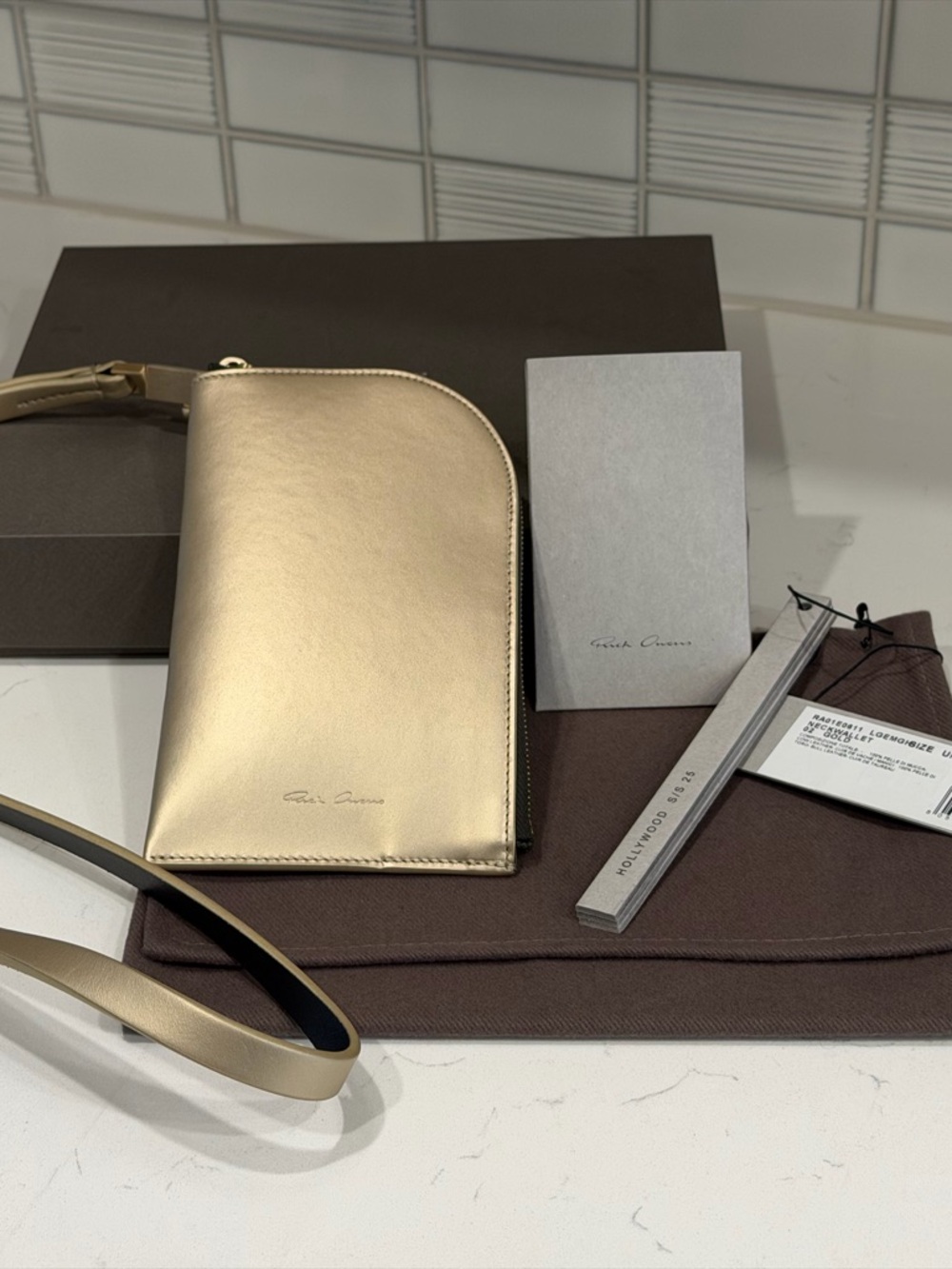 Rick Owens Gold Neck Wallet s/s25 (New/Never Worn)